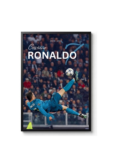 Cristiano Ronaldo Röveşata Siyah Çerçeveli Tasarım Tablo Futbol Spor Poster