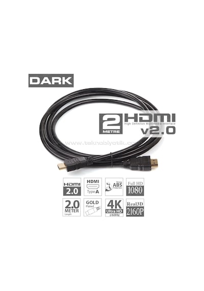 Dark 2 Metre V2.0 Gerçek 4K Destekli Led/Lcd/Ps3/Ps4 Uyumlu Hdmi