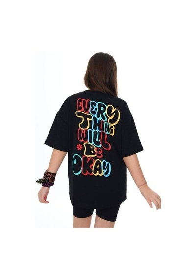 Ekkokids Kız Çocuk Good Yazılı Tshirt-14043 Siyah