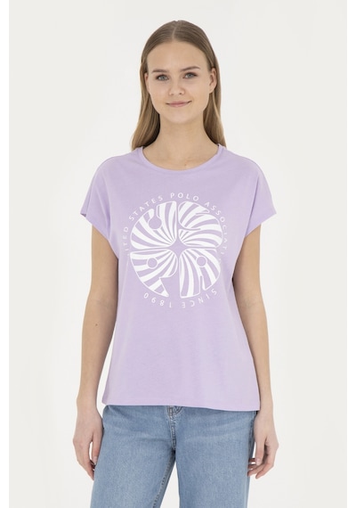 U.S. Polo Assn.  Kadın Lila Bisiklet Yaka Tişört 50282896-VR034