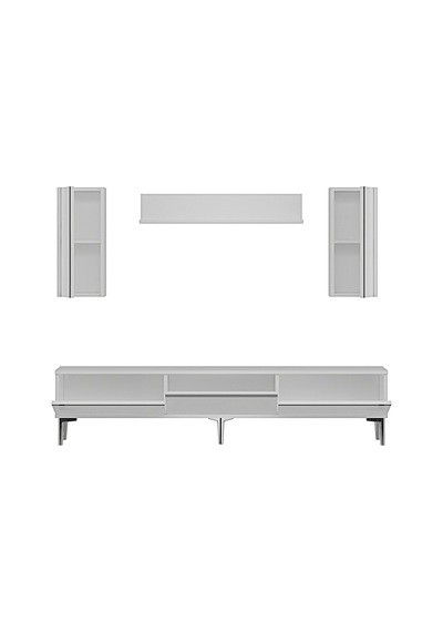 Tvr1898bs - Anka Tvr180 Tv Ünitesi Takım , Tv Sehpası Beyaz-sılver 180cm