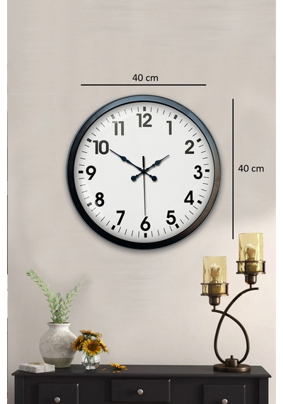 40 Cm Siyah Metal Standart Duvar Saati Standart Metal Siyah Kadran Pl-4001b