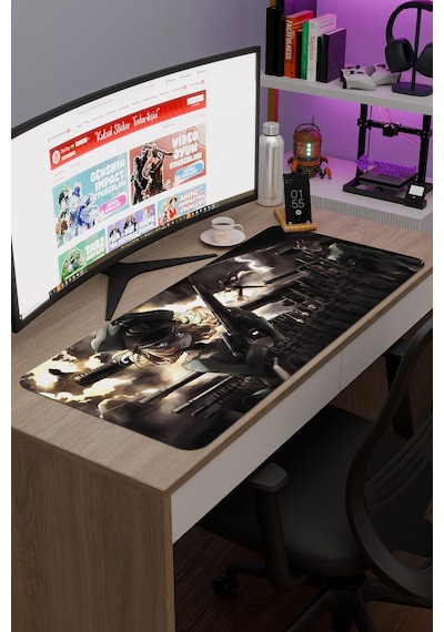 Youjo Senki Kaymaz Dikişli Kauçuk Oyuncu Mousepad V4 - 90x40 Xxl Gaming Mouse Pad Fare Altlığı