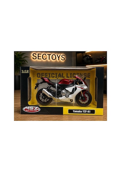 1:12 Ölçek Yamaha Yzf-r1 Diecast Model Motosiklet Kutulu Lisanslı Yamaha Yzf-r1 Beyaz-kırmızı