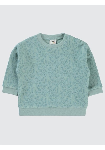 Civil Baby Çiçek Baskılı 6-18 Ay Sweatshirt Çağla Yeşili