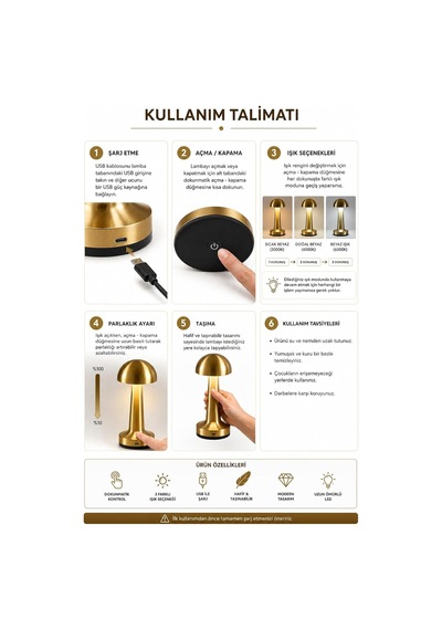 Tr Modern Kablosuz Şarjlı Masa Lambası Mien Dokunmatik Masa Lambası Usb Şarjlı Dekoratif Taşınabilir Ortam Aydı Diğer