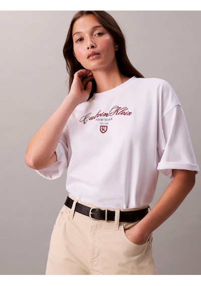 Calvin Klein Kısa Kollu Oversize Ck Ny Kadın Beyaz T-shirt Lv047e232g-yaa Beyaz