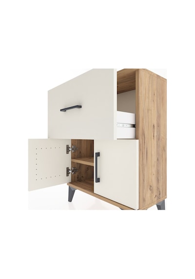 Arges Komodin 3 Raflı Tek Çekmeceli 2 Kapaklı 60x30x80 Çam-ay... Çam