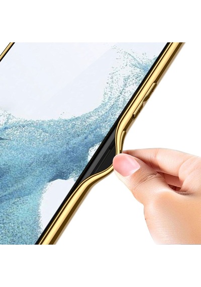 Galaxy S23 Plus Uyumlu Deri Görünümlü Kenarları Elektroplating Kaplama Csm Zore Fizyon Kılıf-kır