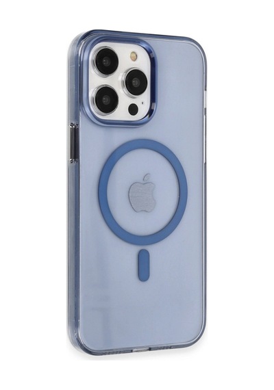 Apple iPhone Uyumlu iPhone 14 Pro Max Kılıf Tron Şeffaf Magsafe Kapak - Mavi Renkli