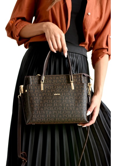 Just Polo Kadın Monogram Baskılı Yeni Sezon El Ve Omuz Çantası 232031mh Kahverengi