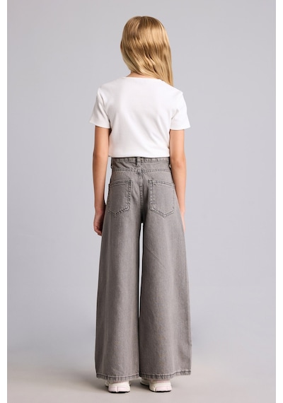 Defacto 90s Wide Leg Desenli Pantolon Kız Çocuk I4476a826aunm18 Gri-nm18
