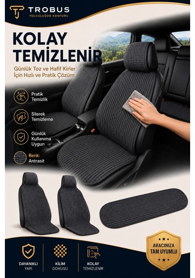 Hyundai Elantra 2016-2020 Üniversal Örme 3 Parça Minder Terletmez Kaymaz Taban Füme