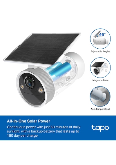 Tp-link Tapo C465 4k 8mp Ultra Hd Güneş Panelli Kablosuz Kamera Dahili Solar Panel 180 Gün Pil Ömrü Hırsızlık Korumalı