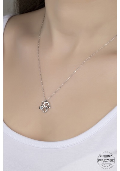 Union Swarovski Zirconia Kadın Kalbimin Meleği Gümüş Kolye