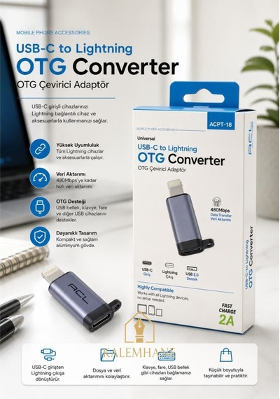 Kalemhane Acl Acu-05 Usb 3.0 Lightning Otg Çevirici Adaptör
