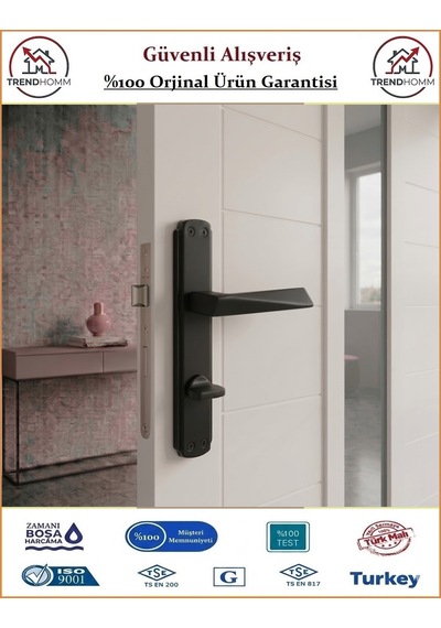 Grossavm Prizma Aynalı Wc Banyo Kapı Kolu - Mat Siyah - Wc Sağ