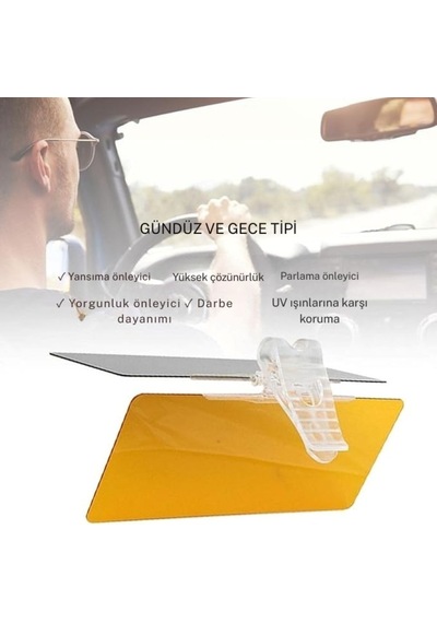 Techtic Araç İçi Güneşlik Vizörü Net Görünüm Güneş Işığı Önleme Gündüz Ve Gece Far Önleyici 1