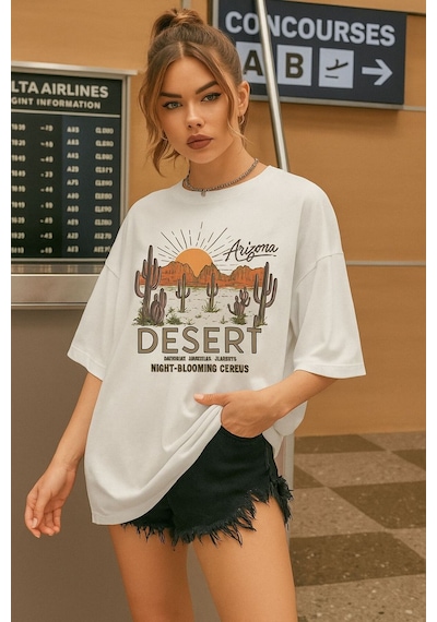 Desert Arızona Baskılı Unisex Tshırt Çok Renkli