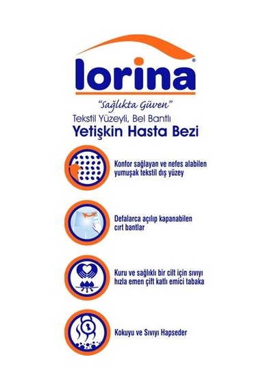 Lorina Emici Bel Bantlı Yetişkin Hasta Bezi Large 120 Adet L