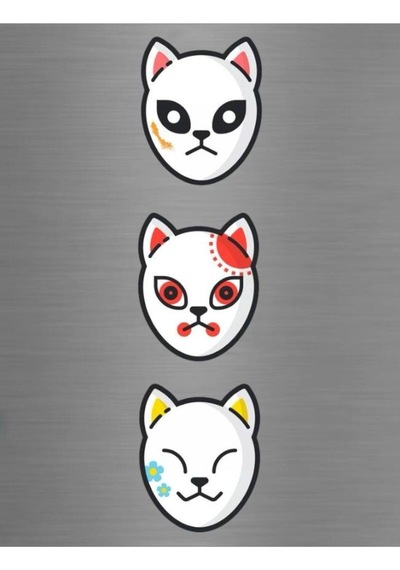 Demon Slayer Kimetsu No Yaiba Anime Maske Figürlü Dekoratif Süs Buzdolabı Magneti