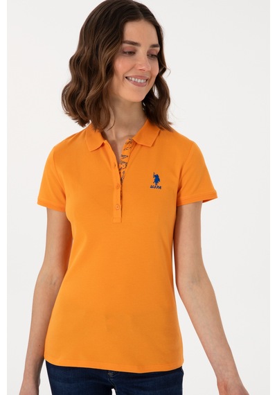 U.S. Polo Assn. Kadın Turuncu Basic Polo Yaka Tişört 50300896-VR051
