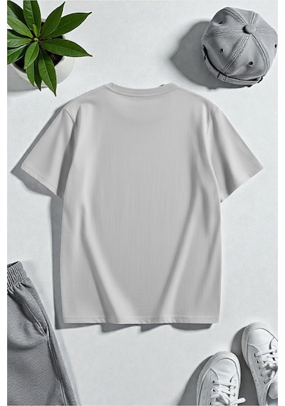 Uyguntarz Unisex Üç Kalpli Tasarım Basklı Tshirt Gri