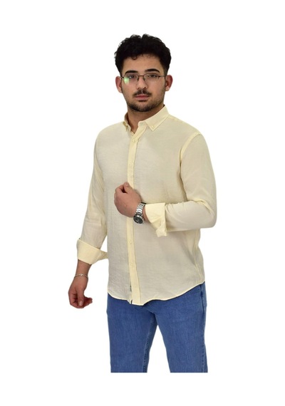 Erkek Spor Silim Fit Uzun Kol Gömlek G5033 Bgl-st04492 Krem