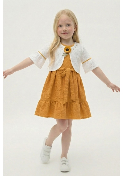 Fesshera Kids Kız Çocuk Elbise Dantel Bolerolu Ve Fırfırlı Elbise Takımı Bayramlık Özel Gün Düğün Elbisesi Sarı Fesshera Kids Kız Çocuk Elbise Dantel Bolerolu Ve Fırfırlı Elbise Takımı Bayramlık Özel Gün Düğün Elbisesi Sarı