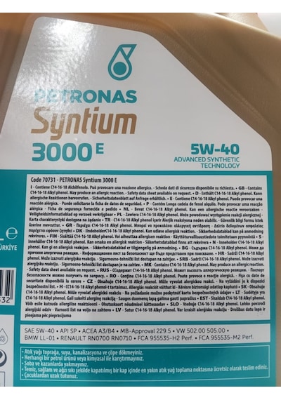 Petronas Syntınum 3000 E 5W-40 Motor Yağı