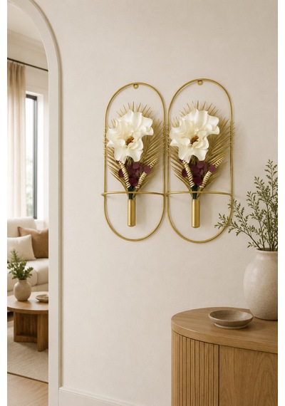 Lateks Çiçek - Beyaz & Gold - Dekor Çiçek 2 Adet Beyaz-gold - 722044194 Beyaz-gold