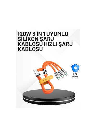 3 Ü - 848 - 1 Arada Kablo 120w Hızlı Şarj Ve Veri - Ece-umay - Aktarımı Özellikli