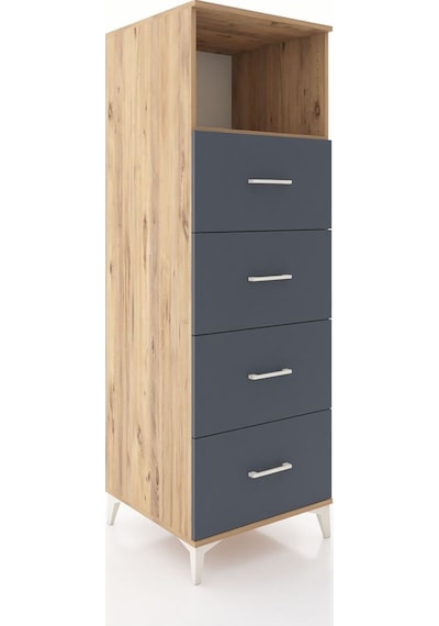 Kronos Dolap Tek Raflı 4 Çekmeceli 60x59x182 Çam-antrasit Atlas Çam