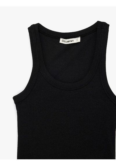 Koton Kaşkorse U Yaka Kolsuz Slim Fit Atlet Siyah 6sal30078ık Siyah