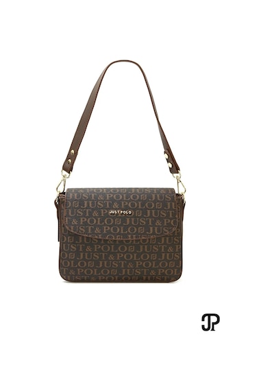 Just Polo Kadın Baskılı Ayarlanabilir Askılı Şık El & Omuz Çantası Ebat : 26 X 13 Cm Shopper Kahverengi