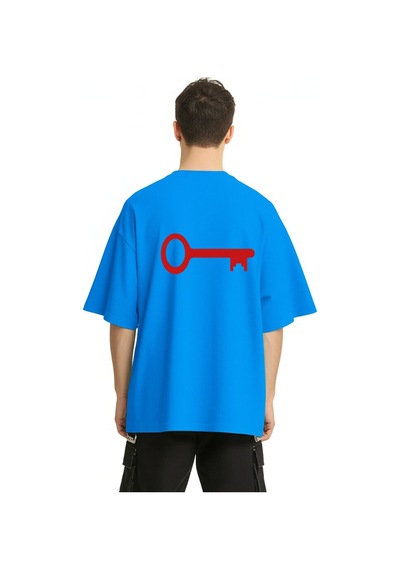 Nevermind Unisex Çift Erkek Kadın Tişört 2li Set Takım The Key To Baskılı Sevgili Kombini Mavi