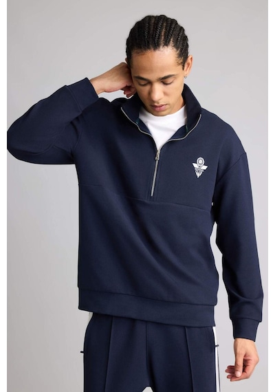 Defacto Boxy Fıt Dik Yaka Sporcu Sweatshirt F9372ax26spnv253 Lacivert-nv253