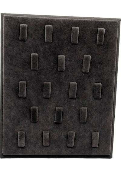 Süet Kumaş Füme Renk 20/16 Cm Ayaklı Yüzük Sergileme Standı Çok Renkli