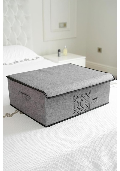 Pazar Kapısı Keçe Çok Amaçlı Kapaklı Düzenleyici Kutu 50 X 40 X 19 Cm Baza, Gri Diğer