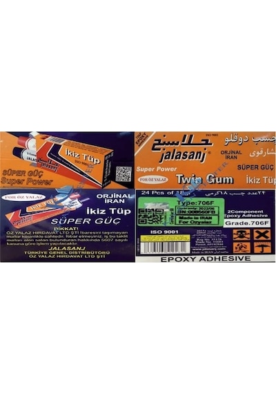 Jalasanj İran Yapıştırıcı İkiz Tüp Epoksi Metal Yapıştırıcı 24 Adet