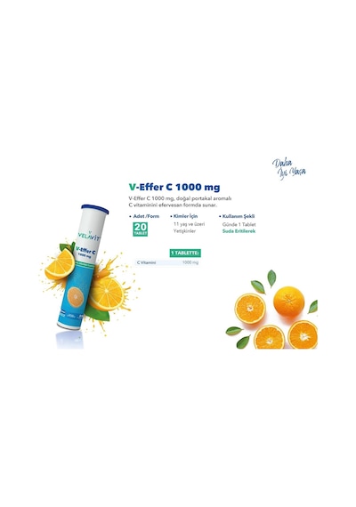 Vel-Med Velavit V-Effer C 1000 MG Takviye Edici Gıda 20 Tablet