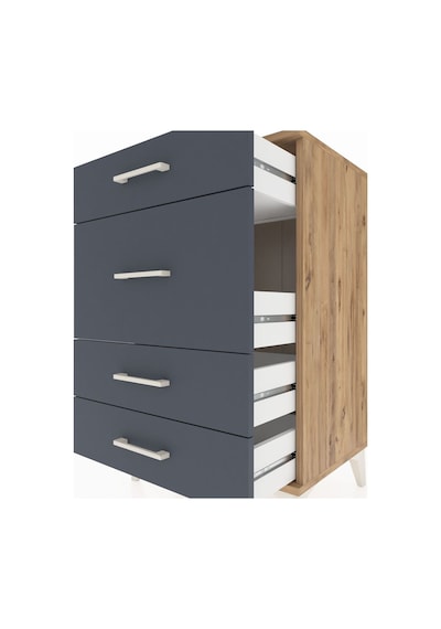 Hyperion Komodin 4 Çekmeceli 60x44x96 Çam-antrasit Çam