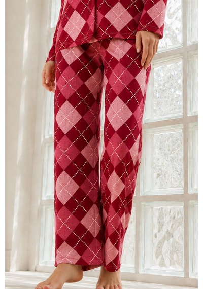 Kadın Regular Bürümcük Kırmızı Pijama Takımı