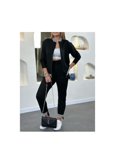 Çınar Boutique Ribanalı Ceketli 2'li Takım-siyah - Xl Siyah Siyah