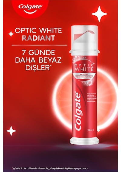 Optic White Radiant Pump 100 Ml 2li Diş Macunu, Gentle Clean 2+1 Diş Fırçası + Fırça Kabı Hediye