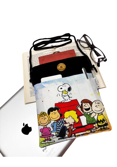 Askılı - Kitap/tablet/ebook Çantası Çıkarılabilir Askı Snoopy Siyah