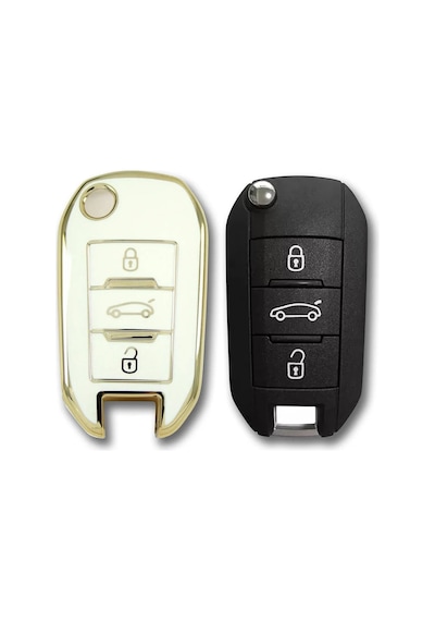 Opel Uyumlu Combo Corsa Grandland Crossland Anahtar Kılıfı Beyaz Gold