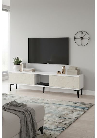 Tsa1599bt Aplos Tv Stand, Tv Sehpası Beyaz-traverten 150cm