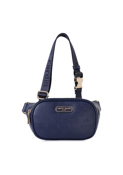 Pierre Cardin Limited Edition Gece Mavisi Klipsli Askılı Fermuar Kapamalı Kadın Omuz Çantası Bel Çantası Gece Mavisi