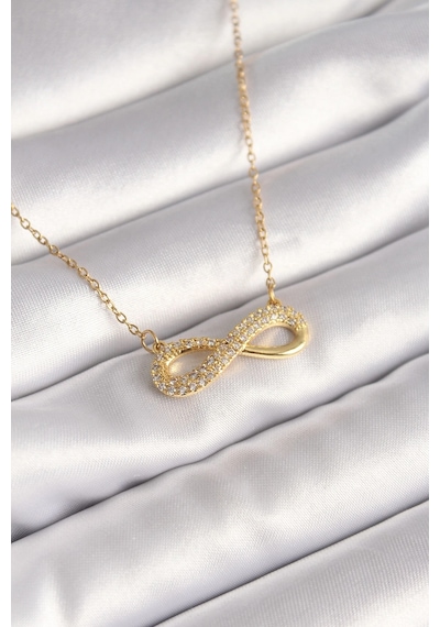 Buğz 316l Çelik Gold Renk Zincir Zirkon Taşlı Sonsuzluk Model Kadın Kolye Diğer 43211719